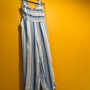 Chic Striped Blue and White Jumpsuit
